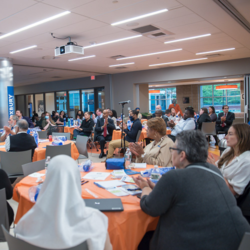 academic symposium, gathering in student commons