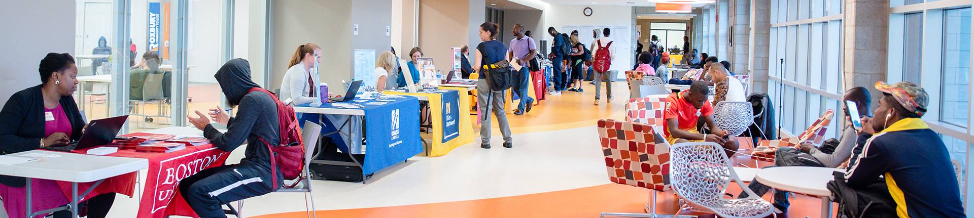 Students at a college fair